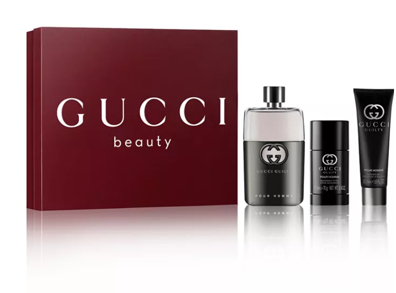 GUCCI GUILTY POUR HOMME EDT SP 3.0+2.4oz DEO+MINI TRAVEL Spray