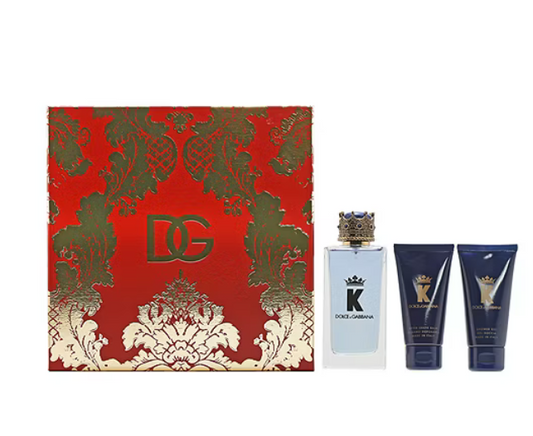 D&G K POUR HOMME EDT SP 3.4oz+1.7oz After Shave Balm+1.7oz Show gel