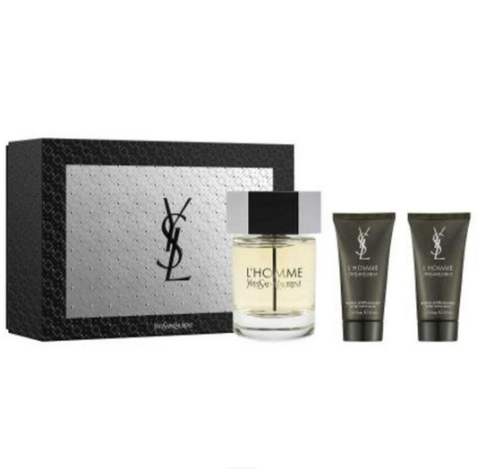 YSL L'HOMME EDT SP 3.4oz+1.7oz AFTER SHAVE BALM+1.7oz SHOW GEL
